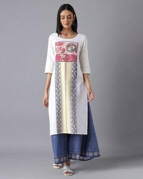 printed straight kurta