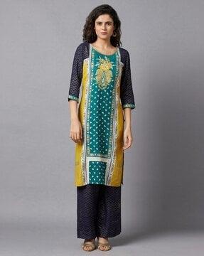 printed straight kurta