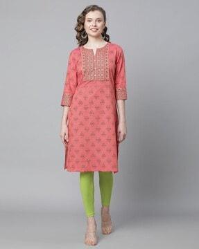 printed straight kurta