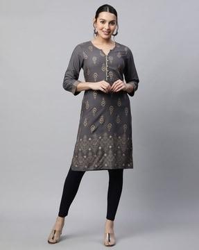 printed straight kurta