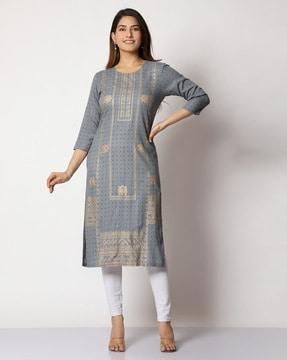 printed straight kurta