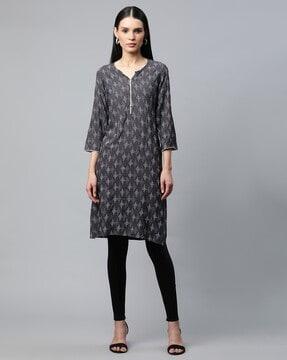 printed straight kurta