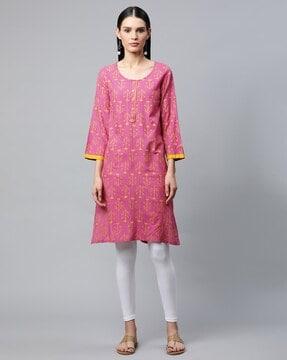 printed straight kurta