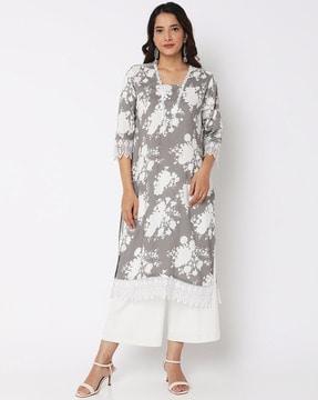 printed straight kurta