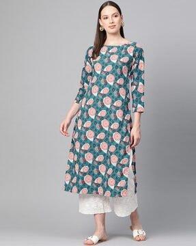 printed straight kurta