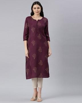 printed straight kurta