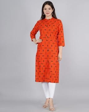 printed straight kurta