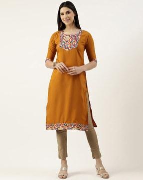 printed straight kurta