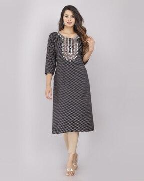 printed straight kurta