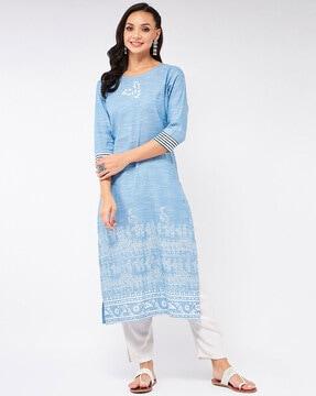 printed straight kurta