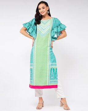 printed straight kurta