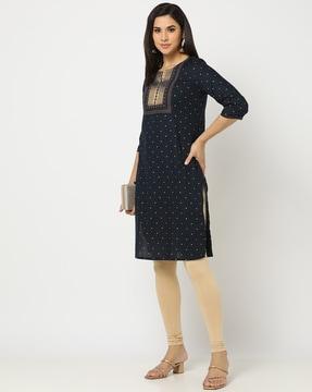 printed straight kurta