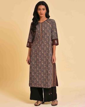 printed straight kurta