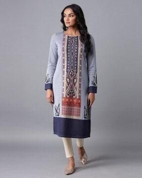 printed straight kurta