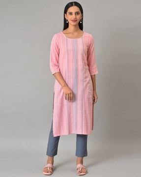 printed straight kurta