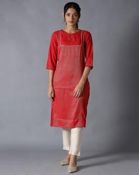 printed straight kurta