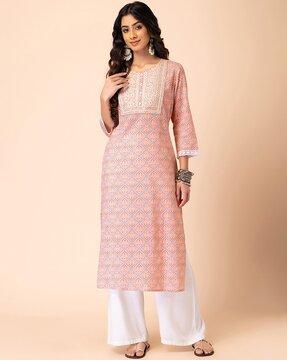 printed straight kurta