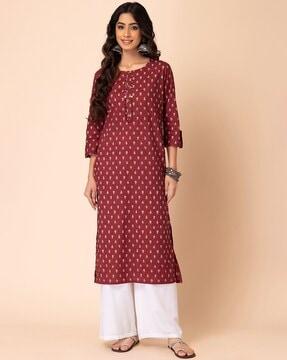 printed straight kurta