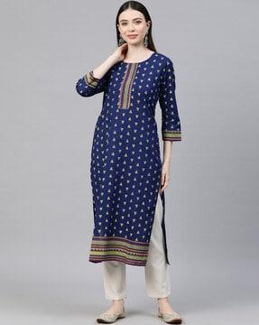 printed straight kurta