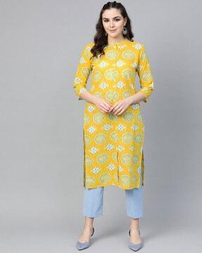 printed straight kurta