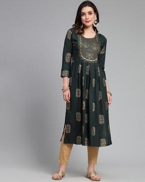 printed straight kurta