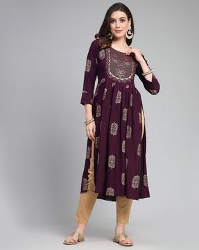 printed straight kurta