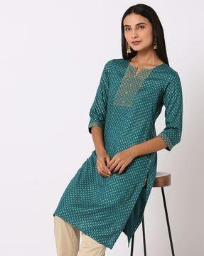 printed straight kurta