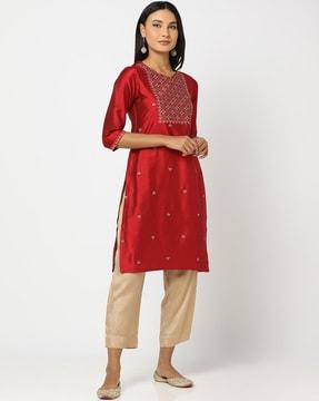 printed straight kurta