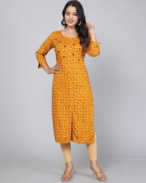 printed straight kurta