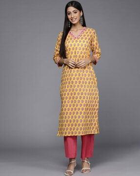 printed straight kurta