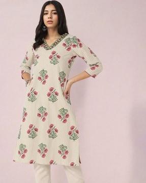 printed straight kurta