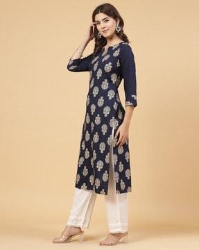 printed straight kurta