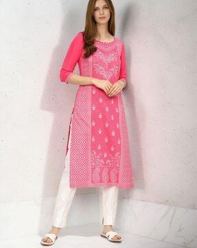 printed straight kurta