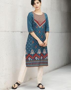 printed straight kurta