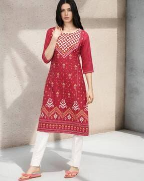 printed straight kurta