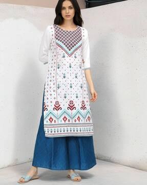 printed straight kurta