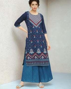 printed straight kurta