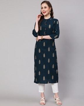 printed straight kurta