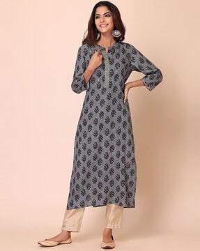 printed straight kurta