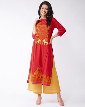 printed straight kurti