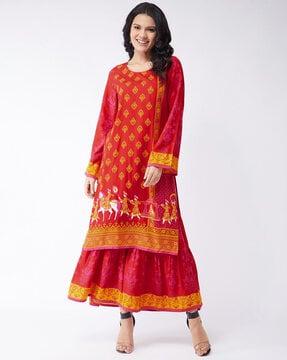 printed straight kurti