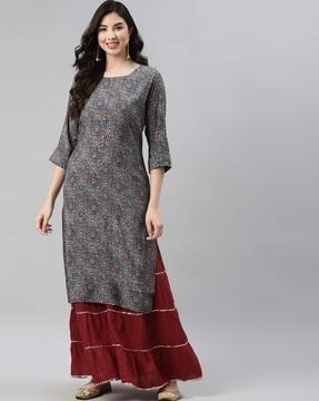 printed straight kurti