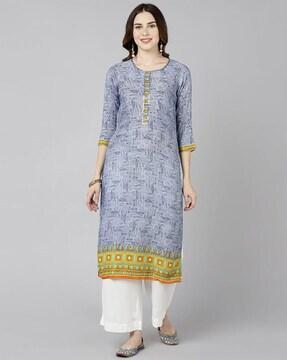 printed straight kurti