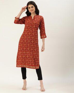 printed straight kurti