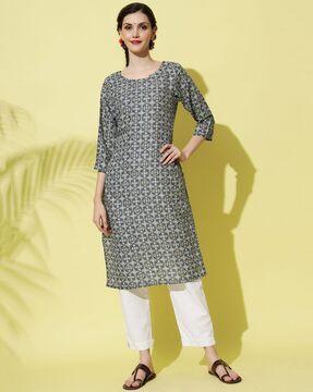 printed straight kurti