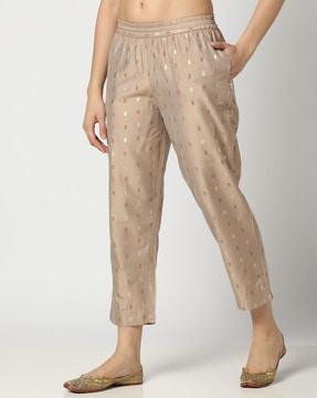 printed straight pant, lt.brown, xs