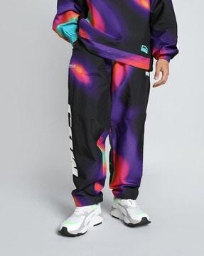printed straight track pants with insert pockets