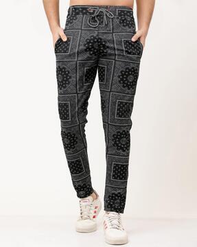 printed straight track pants