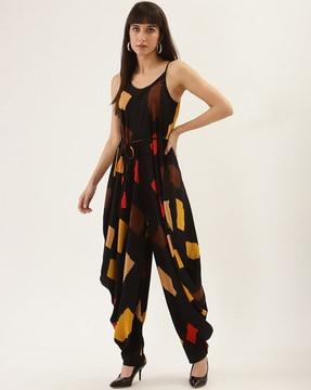 printed strappy jumpsuit