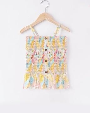 printed sustainable smocked top